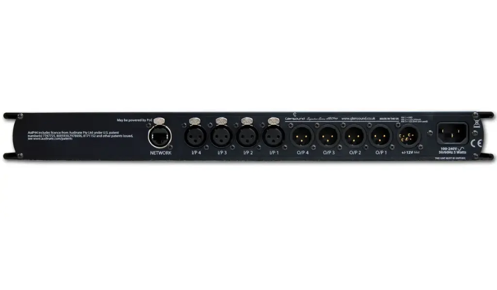 Glensound AoIP-44 4 x analogue inputs and outputs via a Dante interfa