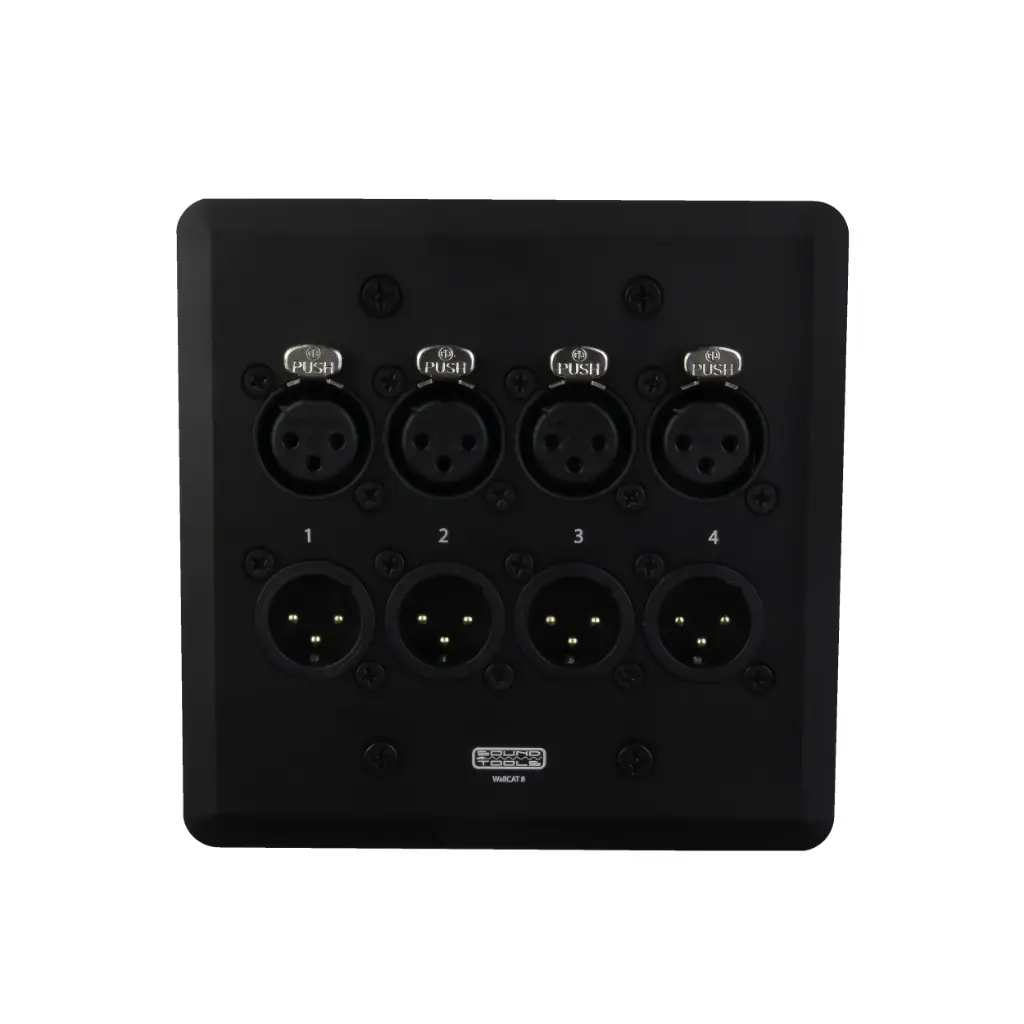 [WC851-B] SoundTools WallCAT 8 XLR Black 2-gang wall panel w 4 Fem and 4 Male XLR
