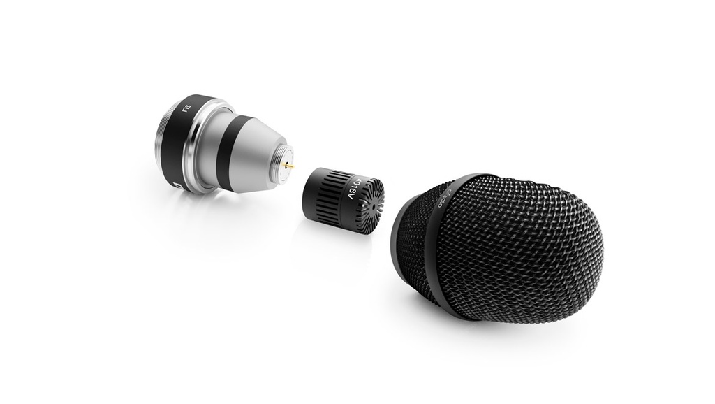 [4018V-B-SL1] d:facto™ 4018V Softboost Supercardioid Mic, SL1 Adapter (Shure/Sony/Lectrosonics), Black