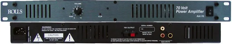 RA170 70 Watt 70 Volt Power Amp 1U