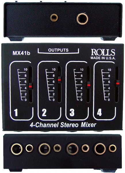 [MX41b] Rolls MX41b Stereo 4 CH Mixer Passive, 1/4" & 1/8" in/out