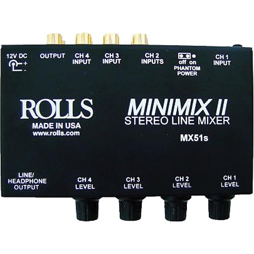 [MX51s] Rolls MX51s Mini Mix 2 Mixer, XLR & 1/8" in, 3 RCA ins