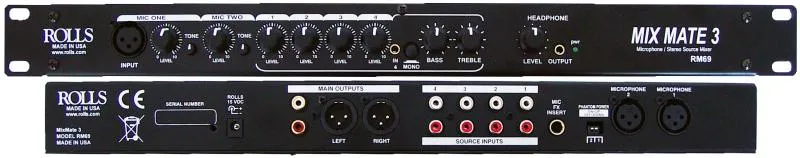 [RM69] RM69 MixMate 3, 6 channel 1U rack mixer, 2 mic inputs