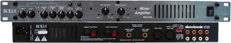 Rolls MA2355 Stereo 35 Watt Mixer/Amplifier,1U, XLR/RCA in,rec.out