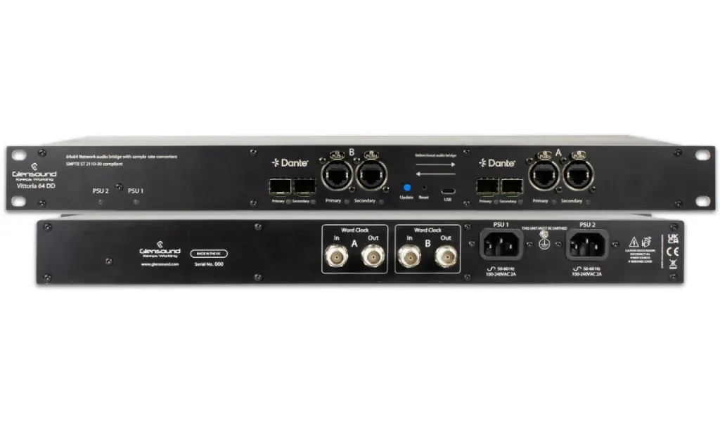 VITTORIA 64/DD Dante network audio bridge.  64 x 64 channels across two completely isolated Dante networks.