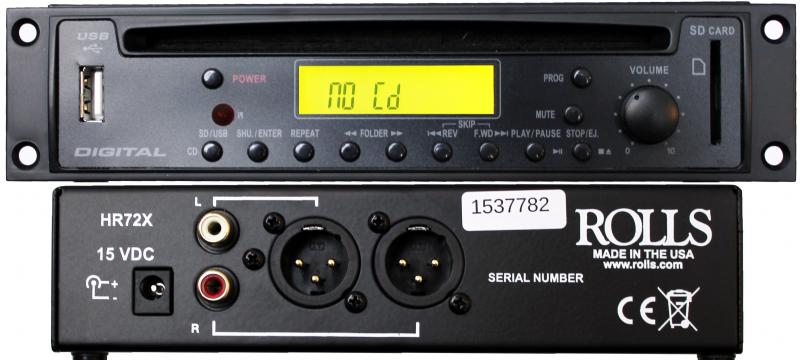 HR72X CD/MP3 Disc Player with XLR's