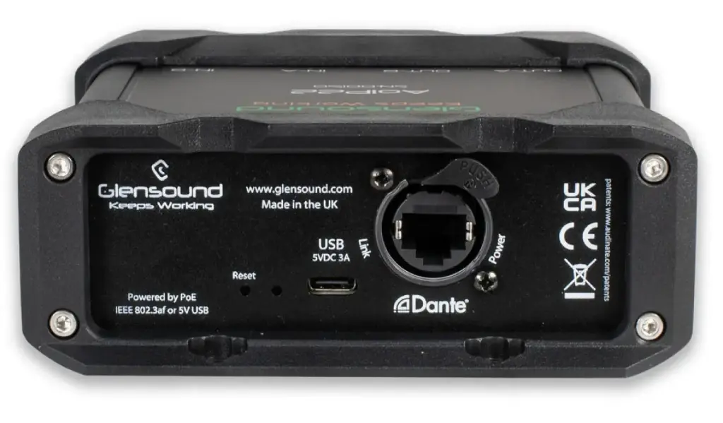 Glensound AoIP-22 MkII 2 x analogue In/Out portable unit Dante/ AES67