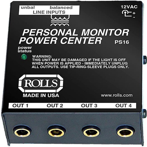 [PS16] Rolls PS16 PM Series Power Center, 10 monitor signals, 1/4" jack