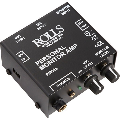 [PM50s] Rolls PM50se Personal Mon. Amp,XLR mic in/thru,1/4" in/out,1/8" out