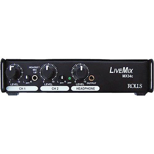 [MX34c] Rolls MX34c Live Mix 2 CH AV Mixer,XLR in,1/8"aux in,1/8"out,phant