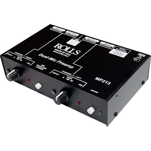 [MP213] Rolls MP213 2 Ch. Mic Preamp, 48V Phantom power